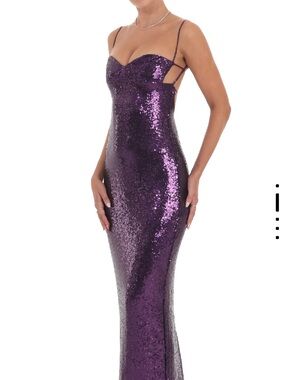 Lucy in the Sky Purple Sequin Strap Maxi Dress